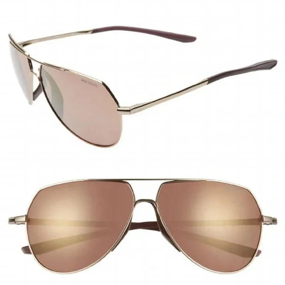 $169 Nike Outrider Mirror Aviator Sunglasses Course Golf Lens 62-12-140 Copper